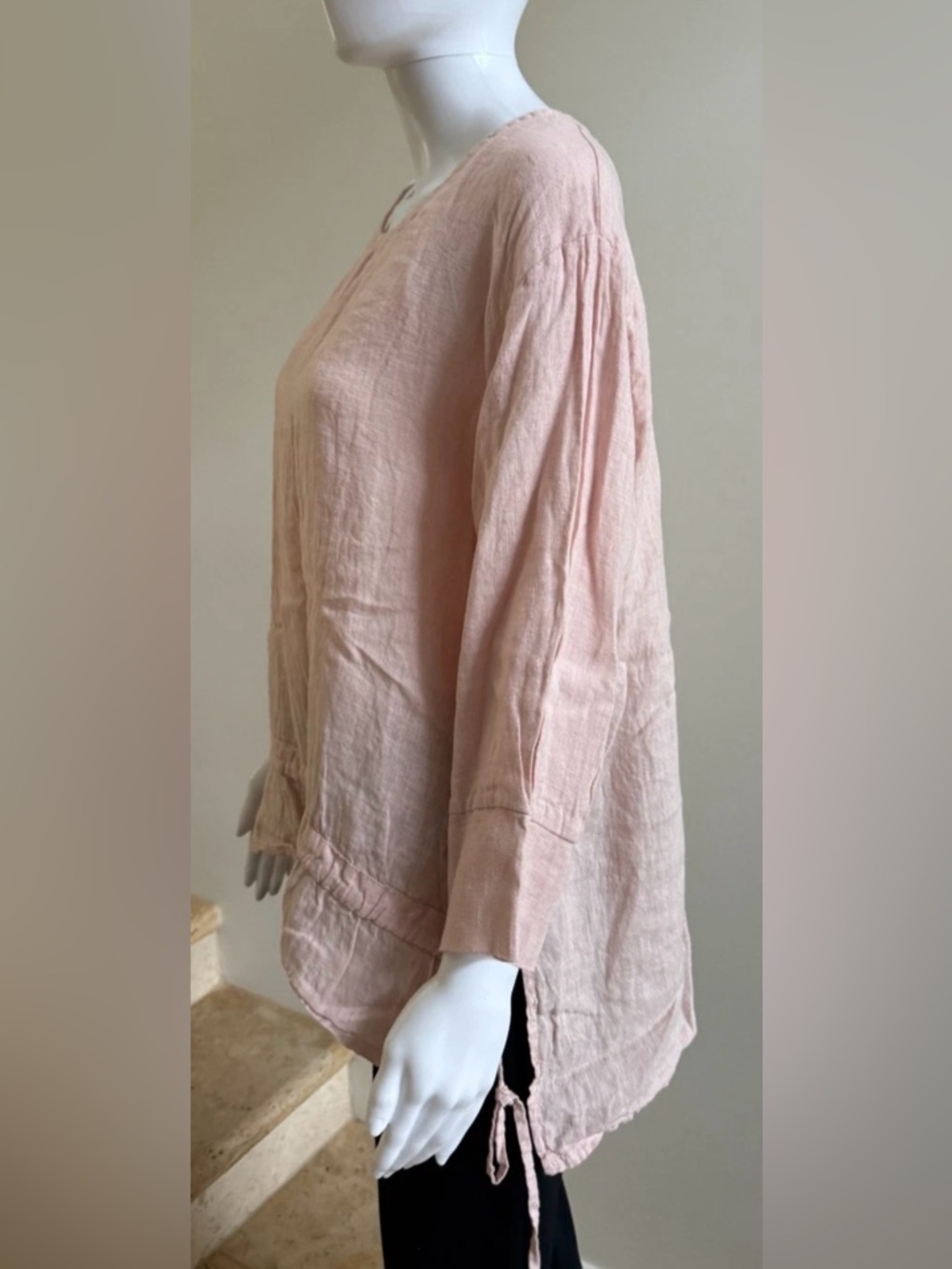 DEVITALIA Linen Ruffle Top Tunic, One Size - Picture 4 of 6